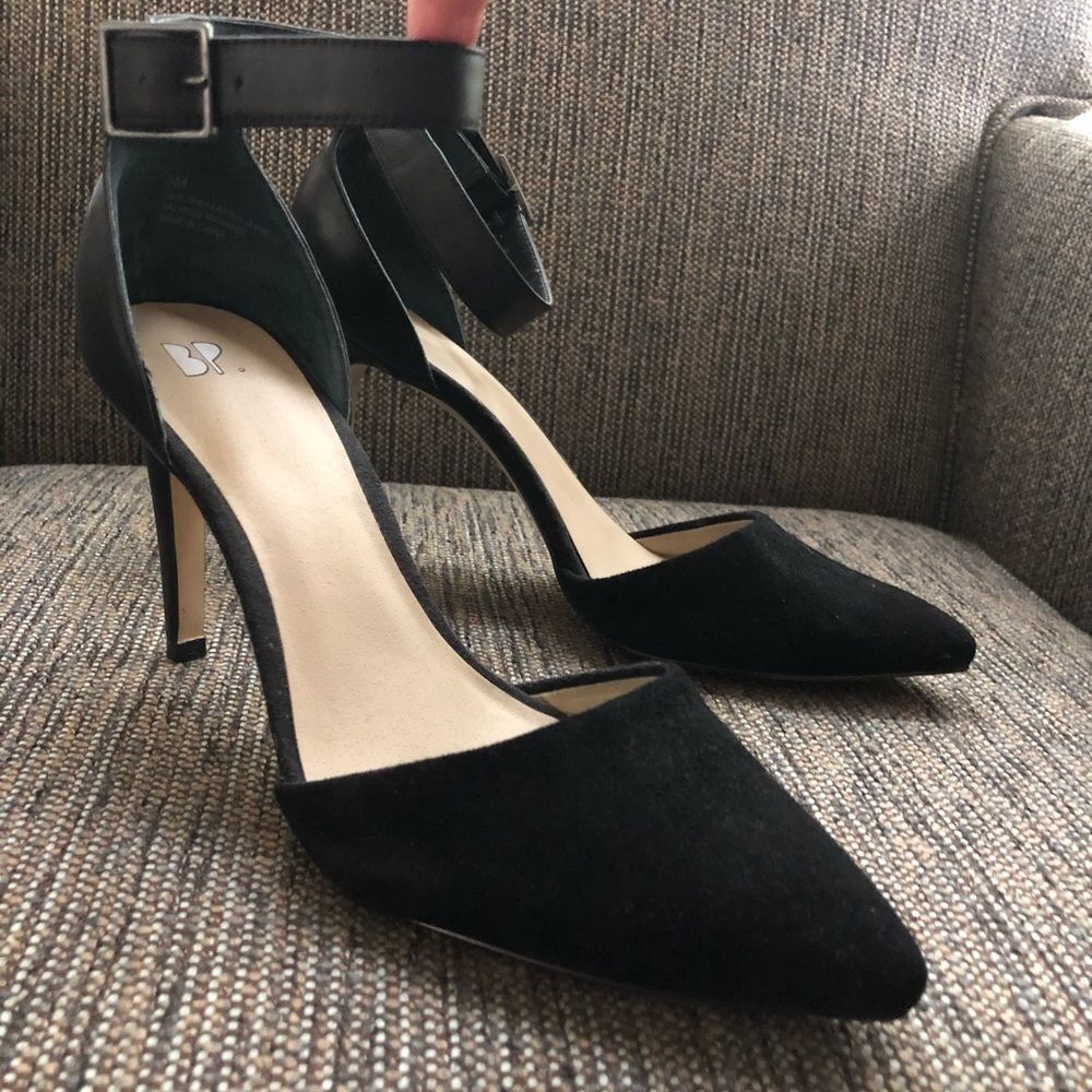 BP 4” Heels D’Orsay Ankle Strap Leather Suede 9